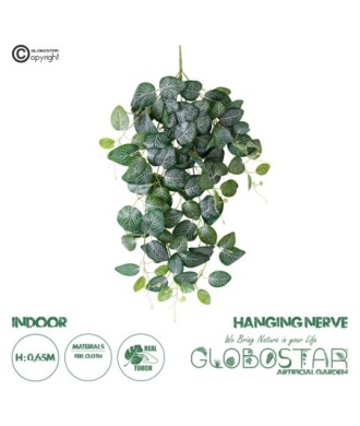GloboStar® Artificial Garden NERVE HANGING BRANCH 20250 Τεχνητό Διακοσμητικό Κρεμαστό Φυτό Φιτόνια Άμπελος Υ65cm